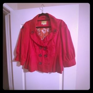 Anthropologie Red Blazer size 10